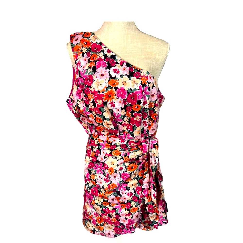 Lulus Dress Size XL  One-Shoulder Mini Dress floral print - Picture 2 of 14
